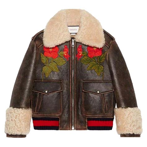 gucci embroidered leather jacket|Gucci twill jacket.